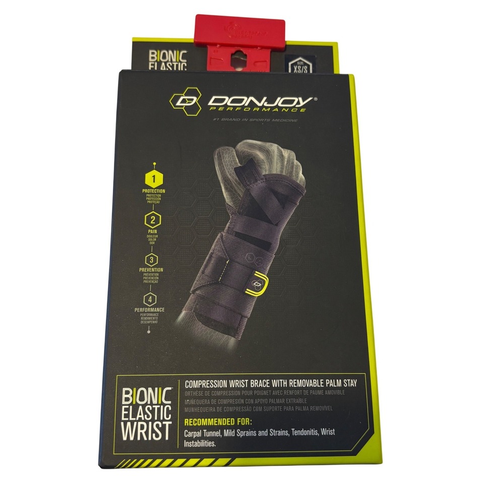 Donjoy Bionic Elastic Wrist Brace XS/S Black Compression Support Carpal Tunnel